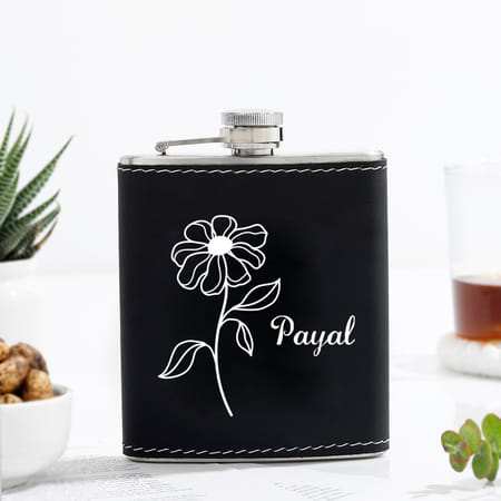 Floral Elegance Personalized Hip Flask for Her - Black-image-30