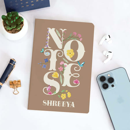 Floral Notes Personalized Notebook - Brown-image-31