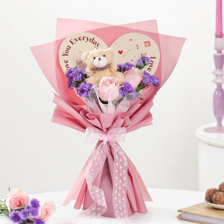 Floral Teddy Valentine's Day Bouquet-picture-35