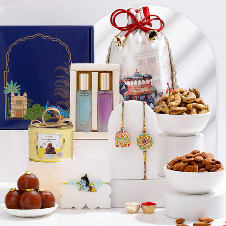 Fluorescent Bhaiya Bhabhi And Bal Krishna Rakhi Hamper-image-18