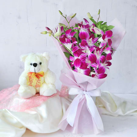 flowers and teddy