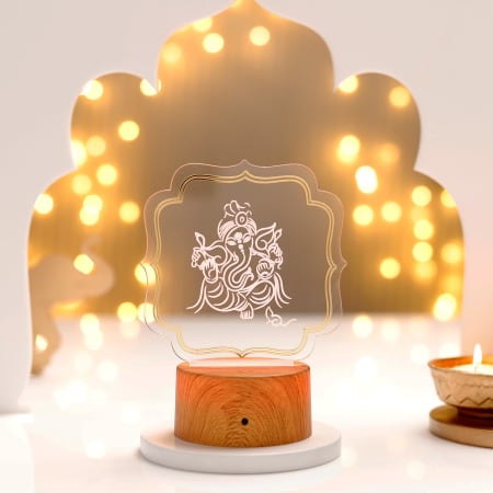 Wooden Lantern Hanging Electric Lamp Light for Table Diwali