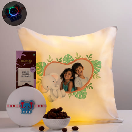 Glowing Elephant Personalized Rakhi Hamper-picture-32