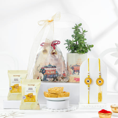 Golden Glow Evil Eye Bhaiya Bhabhi Rakhi Hamper-image-31