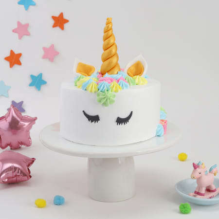 Golden Horn Floral Unicorn Cake (1.5 Kg)-picture-18
