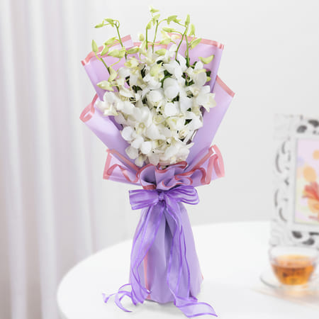 Graceful White Orchid Bouquet