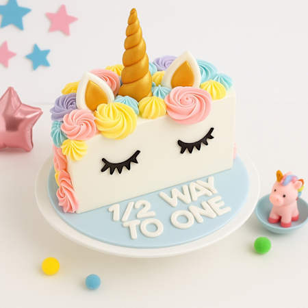 Half Birthday Unicorn Celebration Cake (half kg)-picture-13