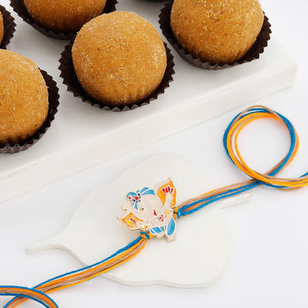 Joyful Ganesha Rakhi And Besan Laddoo-image-35