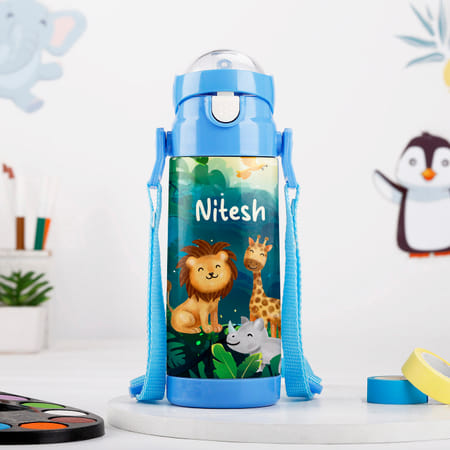 Jungle Fun Personalized Water Bottle For Kids-picture-31