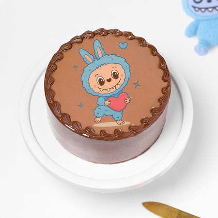Labubu Love Chocolate Photo Cake - Blue-picture-26
