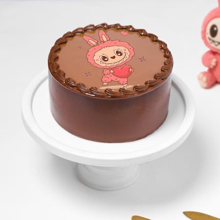 Labubu Love Chocolate Photo Cake - Pink-picture-11