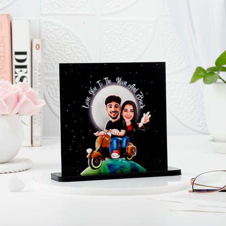 Love You To The Moon And Back - Personalized Caricature With Photo Frame-picture-38