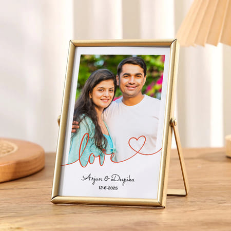 Lovely Memories Personalized Golden Photo Frame For Couples-picture-10