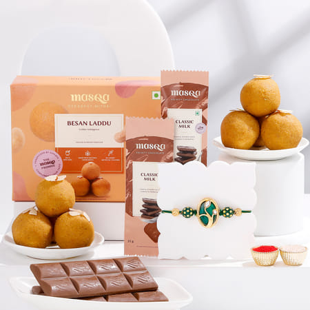 Luxurious Kundan Rakhi And Chocolate Hamper-picture-21