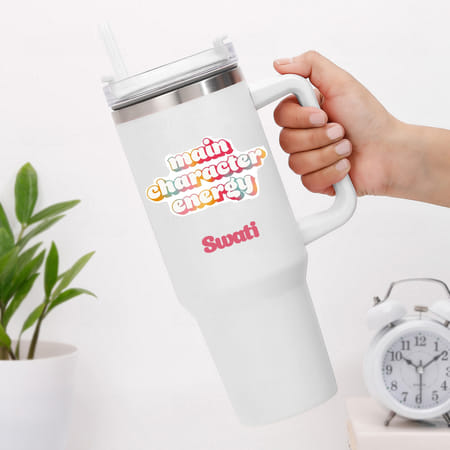 main character personalized white tumbler