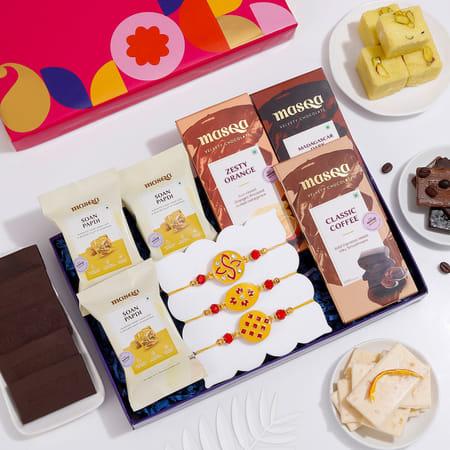 Mandana Meenakari Rakhis And Chocolates Hamper-picture-30