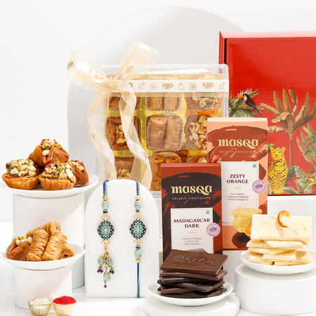 Meenakari Bhaiya Bhabhi CZ Rakhi Hamper-picture-19