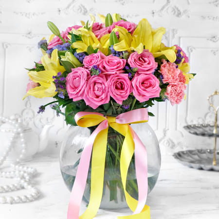 Mix Flowers in Globe Vase-picture-31