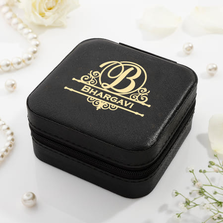 Monogram Mini Jewellery Organizer Box - Personalized - Black-picture-31