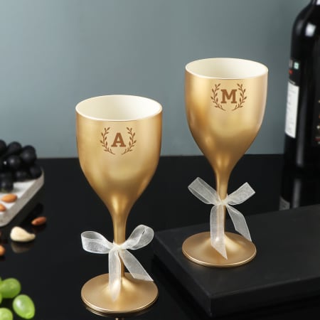 Monogrammed Personalized Unbreakable Wine Glasses Set