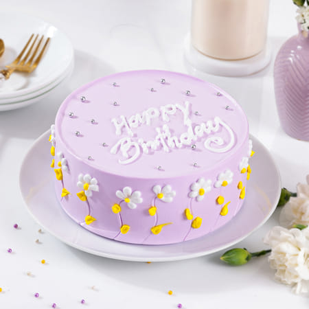Pastel Purple Floral Cake (1 kg)-image-2