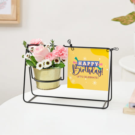 Personalized Birthday Celebration Swinging Metal Planter-picture-34