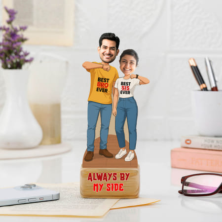 Personalized By My Side Caricature For Siblings-picture-20