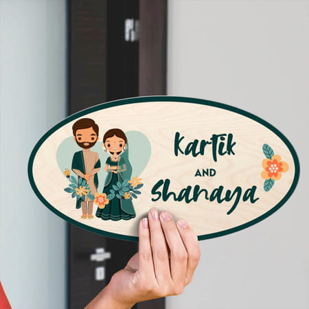 Personalized Caricature Couple Nameplate-image-25