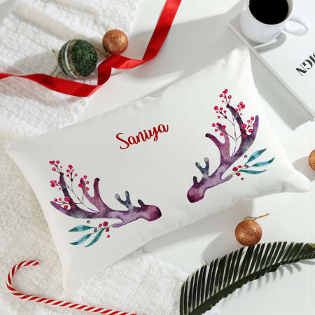 Personalized Christmas Reindeer Cushion with Filler