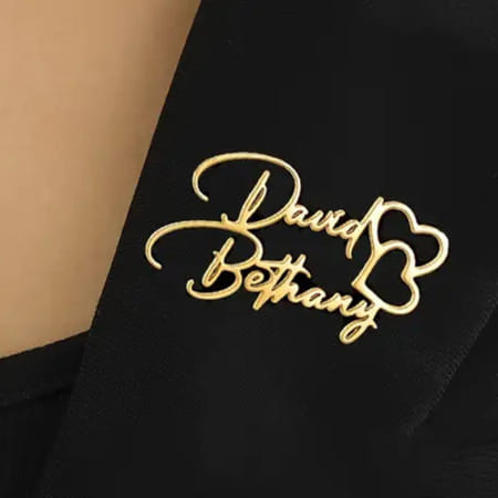 Personalized Double Name Gold Brooch For Women-picture-14