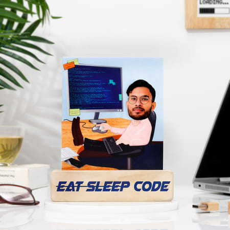 Personalized Eat Sleep Code Men's Caricature-picture-21