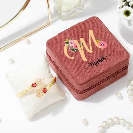 Personalized Exquisite Ruby Bracelet And Velvet Organiser For Her-picture-46