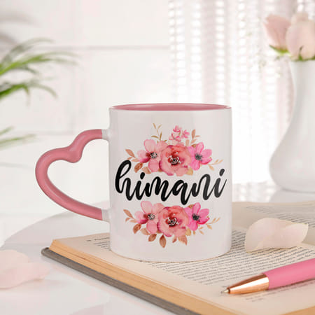Personalized Floral Mug With Heart Handle-image-10