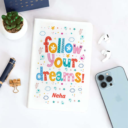 personalized follow your dreams notebook