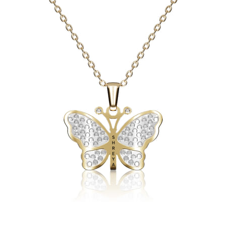 Personalized Gold And Zircon Butterfly Pendant-picture-15