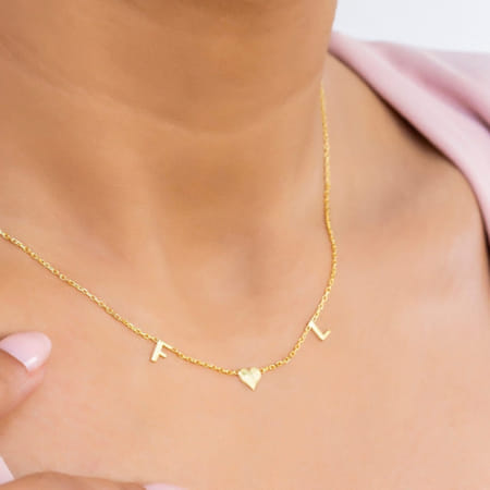 Personalized Gold Initials And Heart Necklace For Women-picture-20