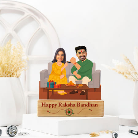 personalized happy raksha bandhan caricature