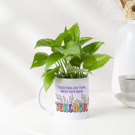 Personalized Heartfelt Mug And Money Plant For Teacher-picture-14