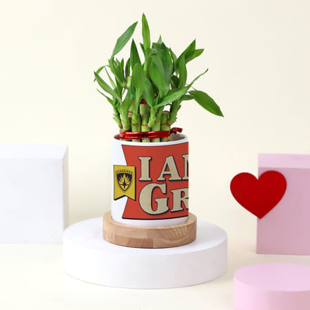 Personalized I Am Groot Planter With Bamboo Plant-picture-19