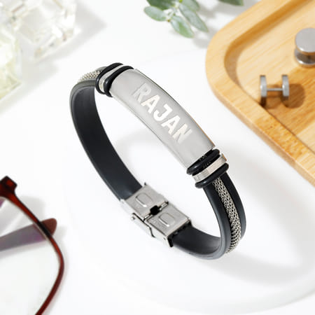 Personalized Jazzy Black Silicone Bracelet For Men-image-12