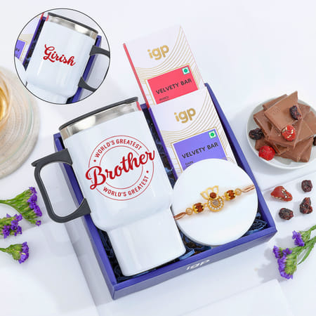 personalized one in a million bhai rakhi hamper