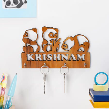 Personalized Panda Wooden Key Holder-image-4