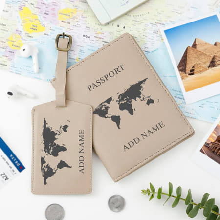 Personalized Passport Cover And Luggage Tag Combo - Grey-picture-35