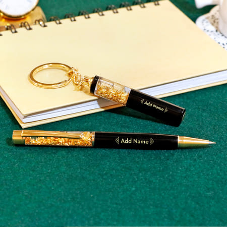 Personalized Pen and Keychain Set in Black and Gold-picture-18