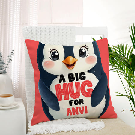 Personalized Penguin Hugs Cushion-image-11