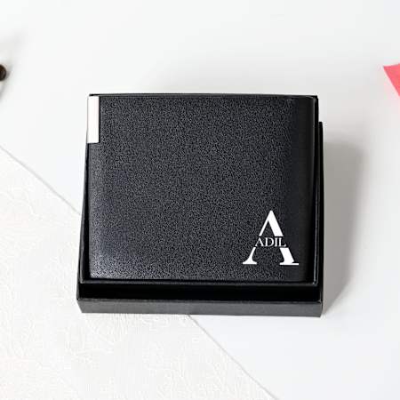 Personalized PU Leather Black Bifold Wallet For Him