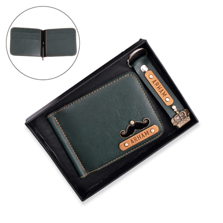 Personalized PU Leather Money Clipper And Keychain Combo-image-3