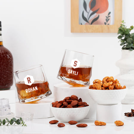 Personalized Rotating Whiskey Glasses - Set Of 2