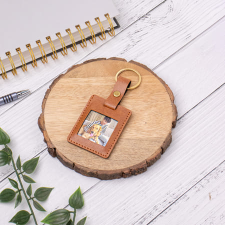 Personalized Tan Square Photo Keychain-picture-14