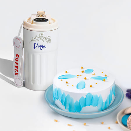 Personalized Temperature Tumbler And Pearl Cake Gift Combo